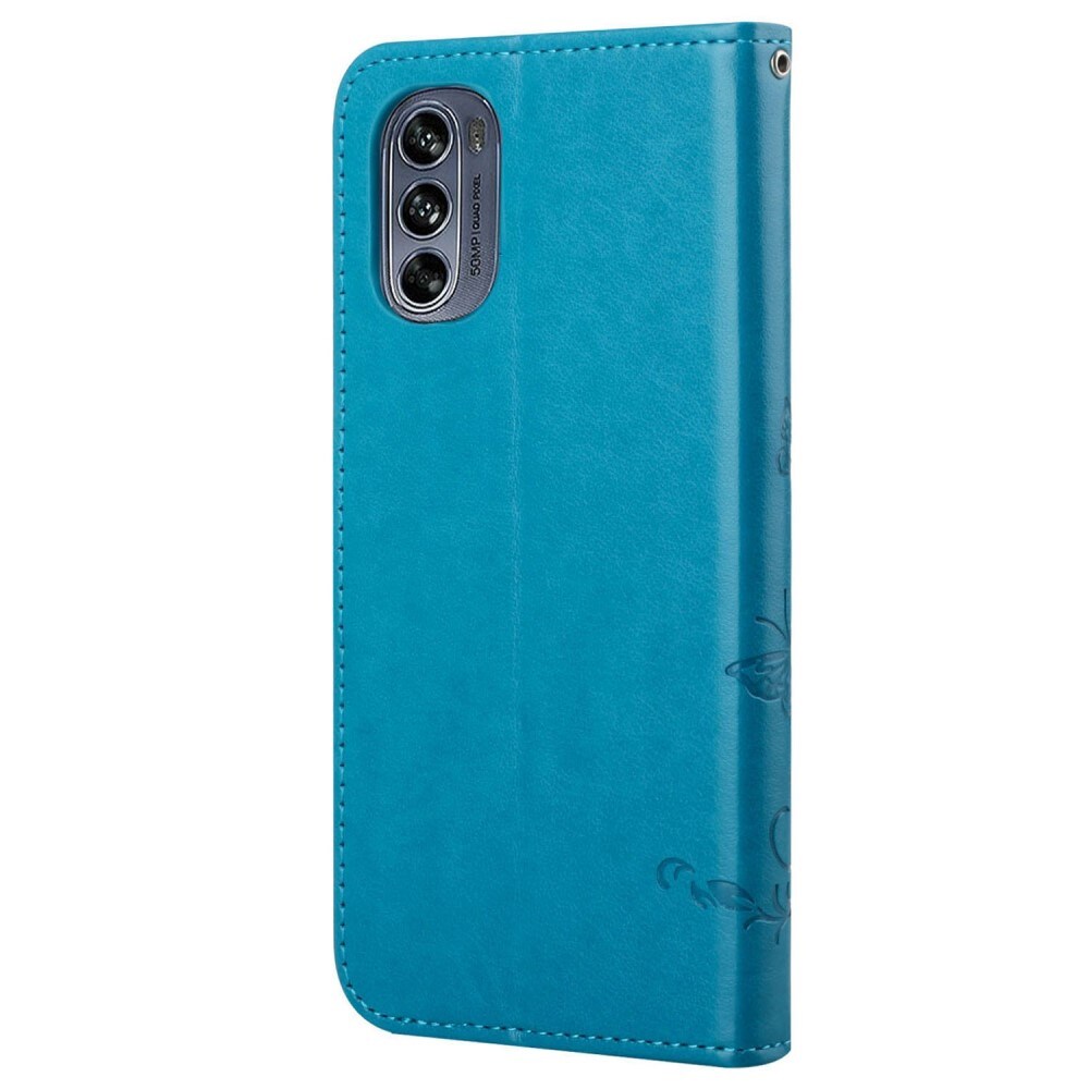 Motorola Moto G62 Mobiletui med sommerfugle, Blå