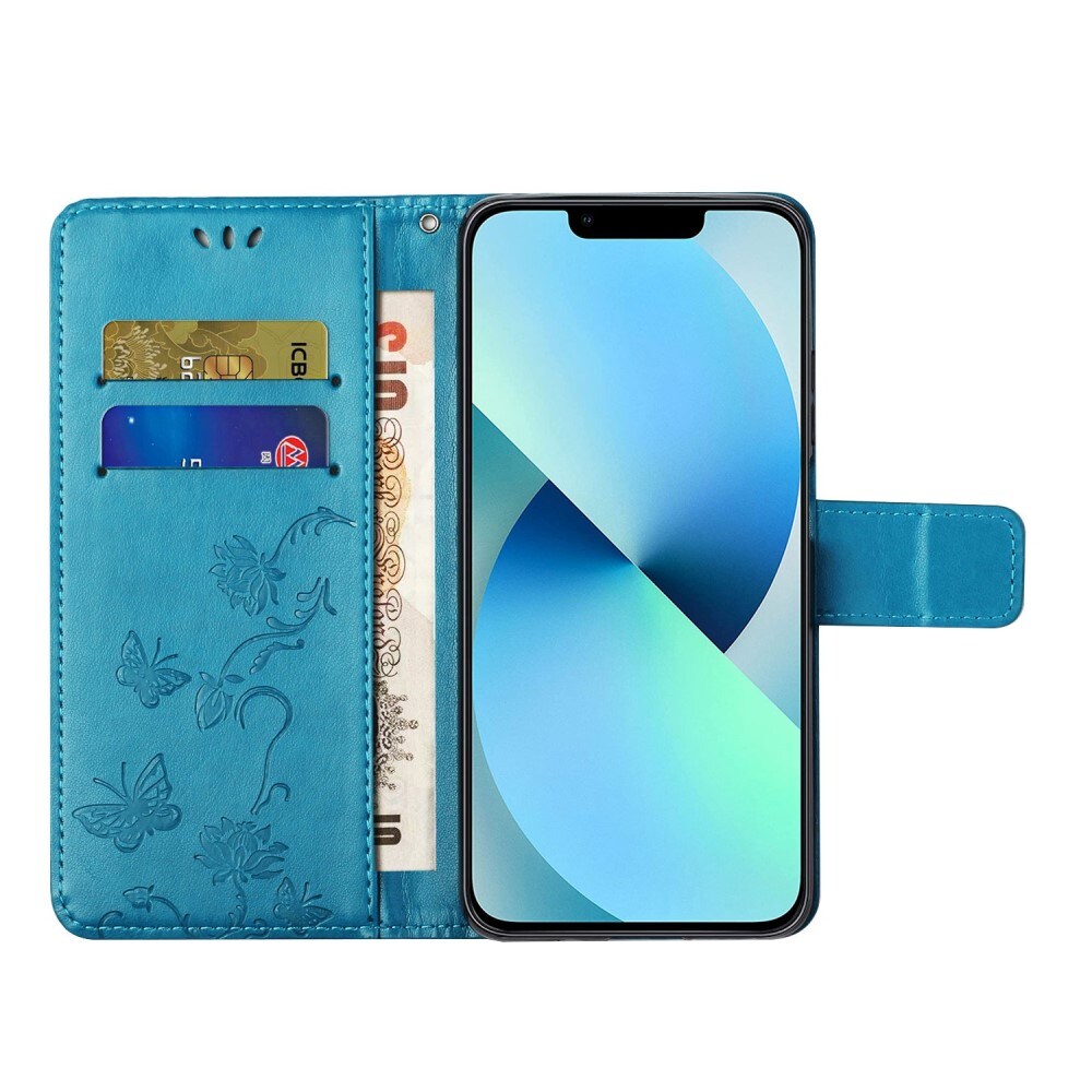 iPhone 14 Mobiletui med sommerfugle, Blå