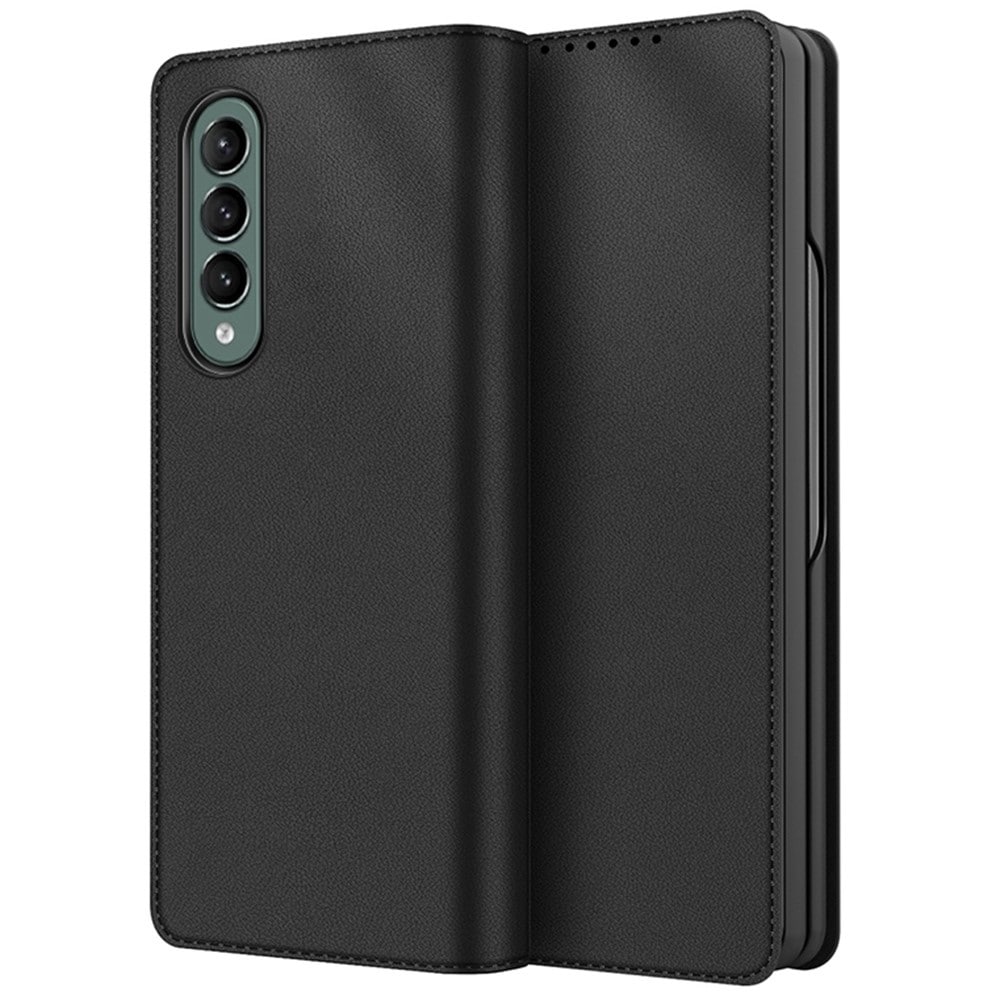 Samsung Galaxy Z Fold 4 Pungetui i ægte læder, Sort