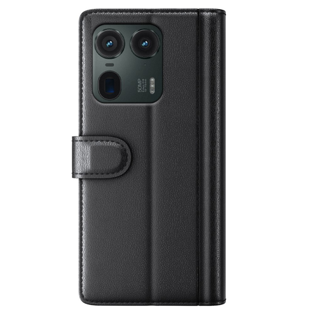 Motorola Edge 50 Ultra Slankt mobiletui i ægte læder, Sort