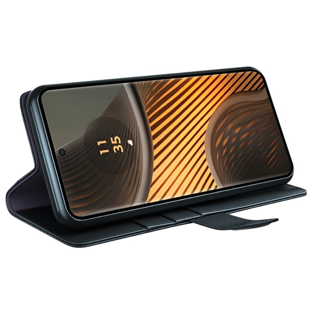 Motorola Edge 50 Ultra Slankt mobiletui i ægte læder, Sort