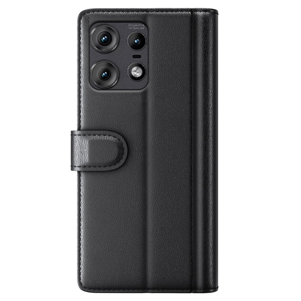 Motorola Edge 50 Pro Slankt mobiletui i ægte læder, Sort