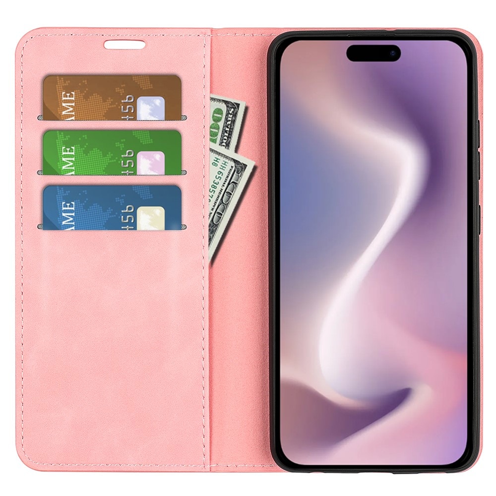 iPhone 16 Slankt etui med kortholder, Lyserød
