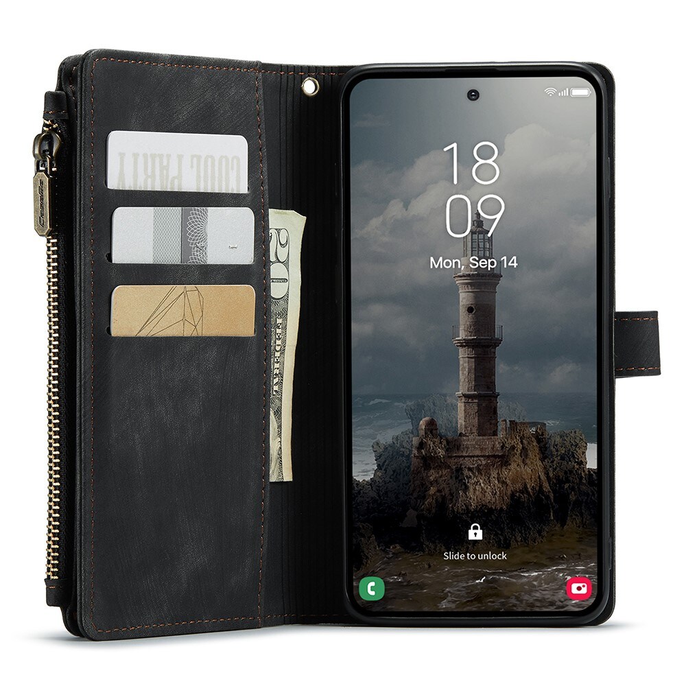Samsung Galaxy A55 Pungetui med lynlås, Sort