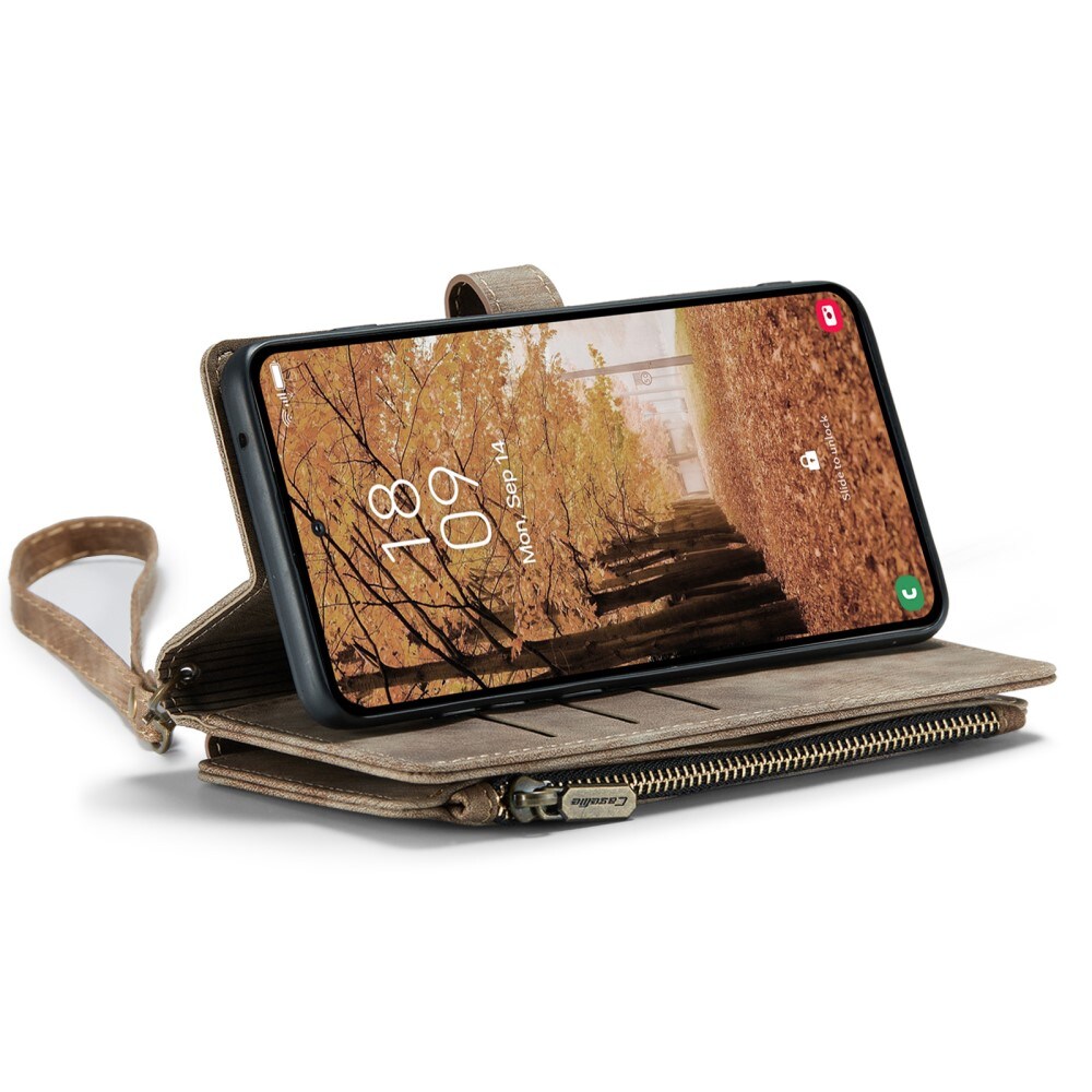 Samsung Galaxy A55 Pungetui med lynlås, Brun