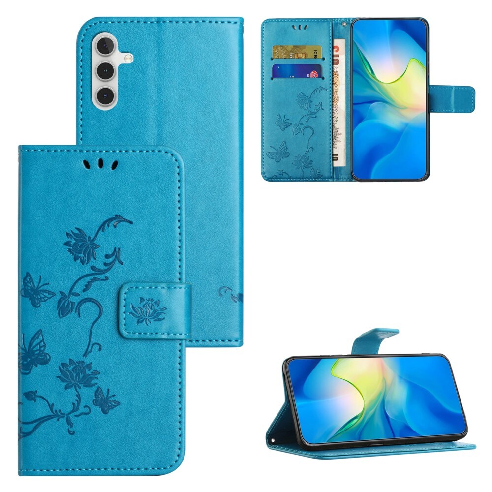 Samsung Galaxy S24 FE Mobiletui med sommerfugle, Blå