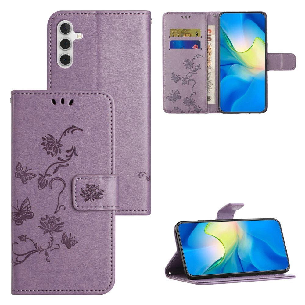 Samsung Galaxy S24 FE Mobiletui med sommerfugle, Lilla