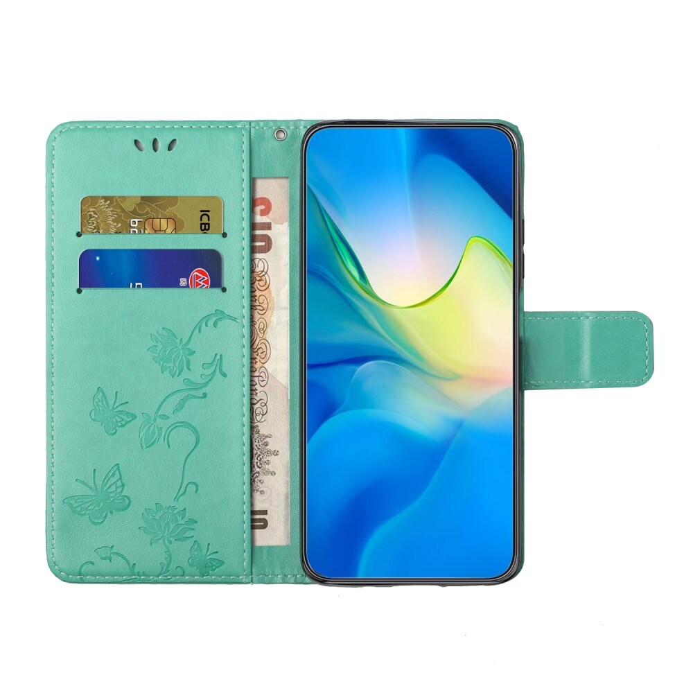 Samsung Galaxy S24 FE Mobiletui med sommerfugle, Grøn