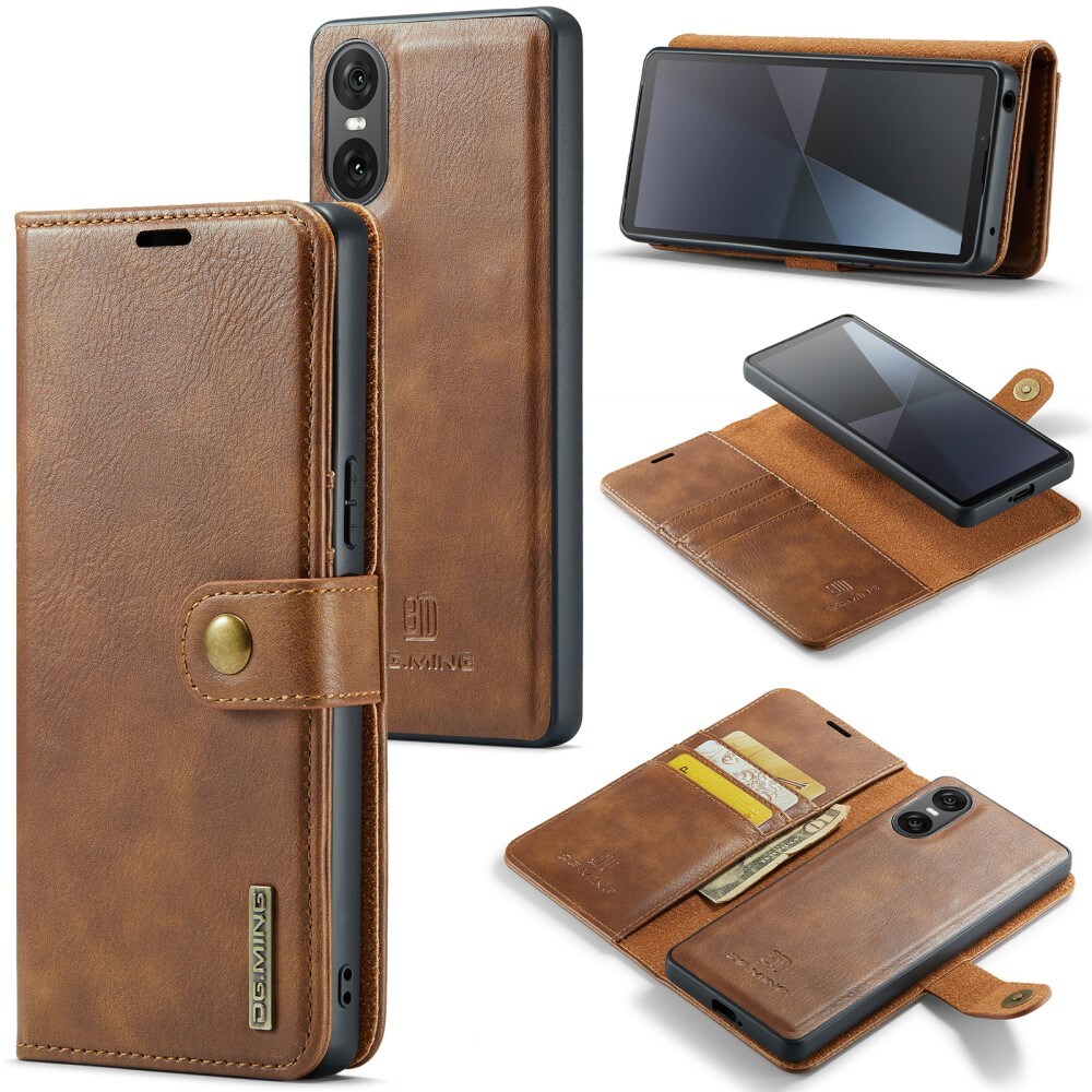 Sony Xperia 10 VI Pungetui med aftageligt cover, Cognac