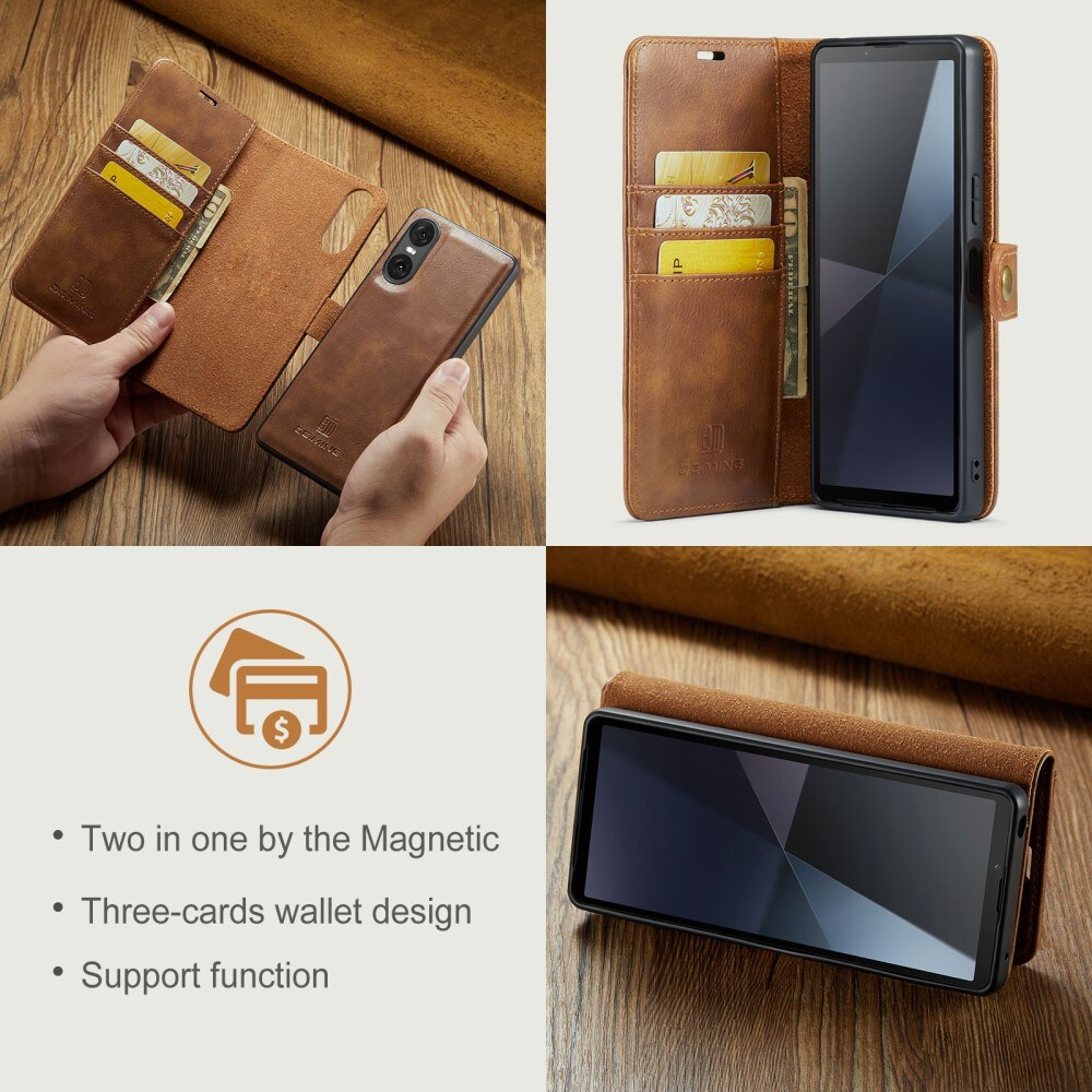 Sony Xperia 10 VI Pungetui med aftageligt cover, Cognac