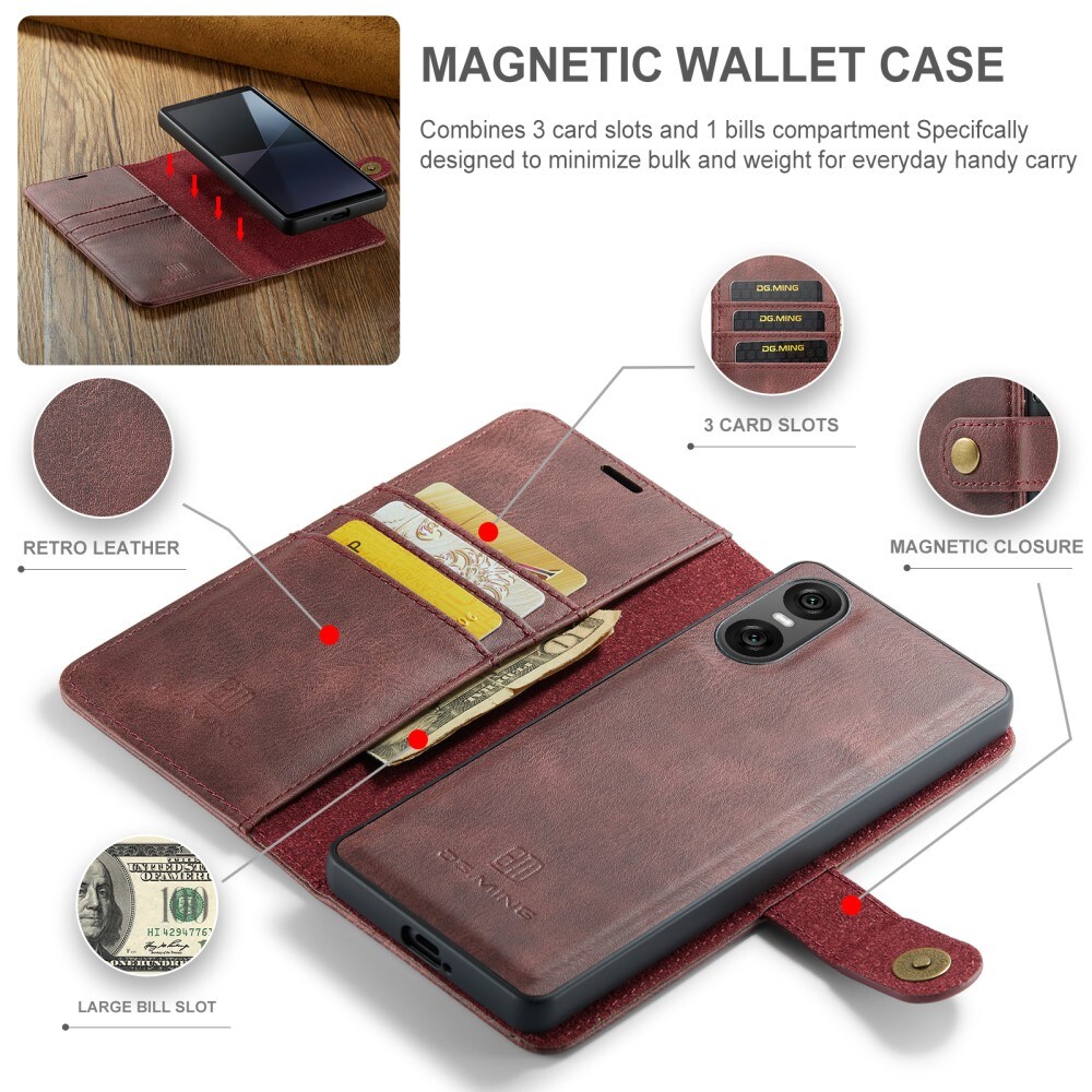 Sony Xperia 10 VI Pungetui med aftageligt cover, Red