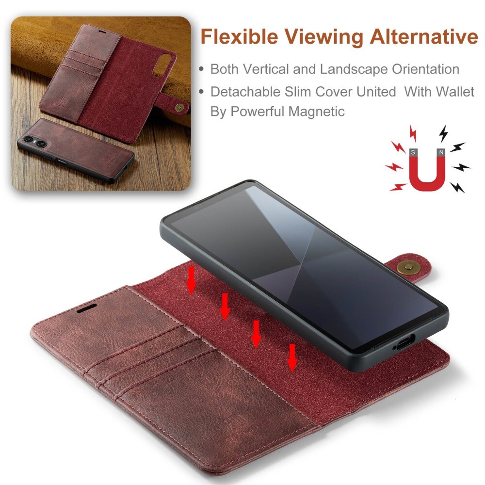 Sony Xperia 10 VI Pungetui med aftageligt cover, Red