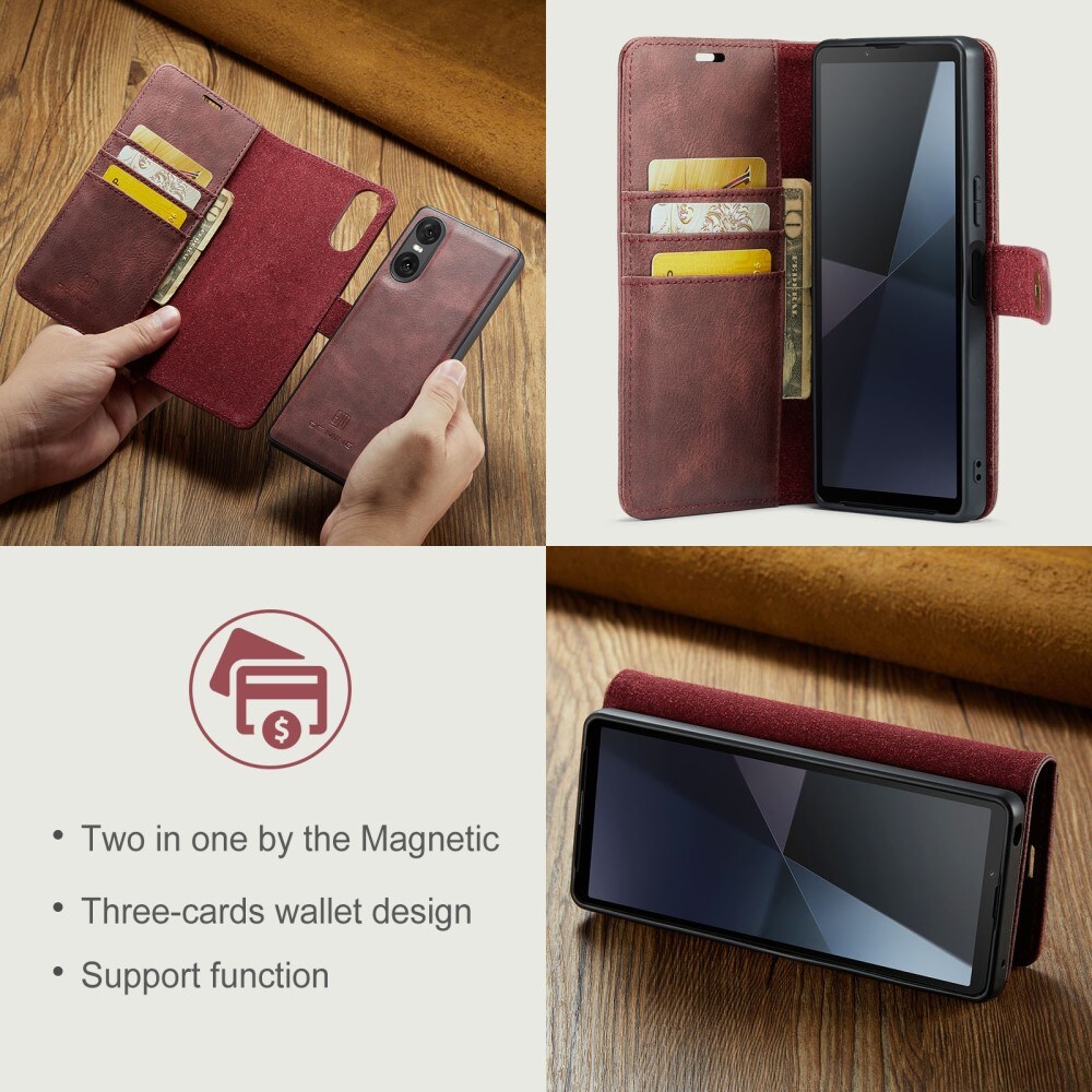 Sony Xperia 10 VI Pungetui med aftageligt cover, Red