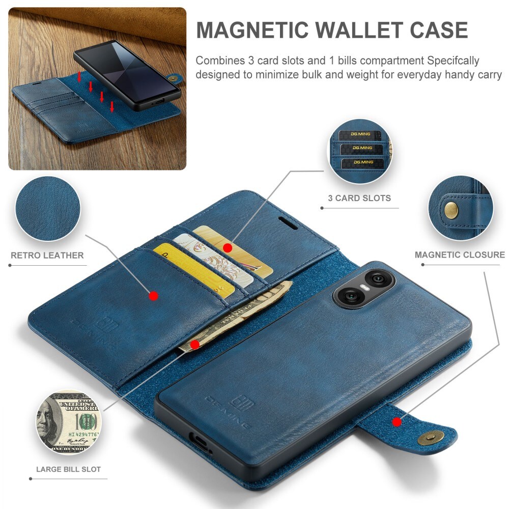 Sony Xperia 10 VI Pungetui med aftageligt cover, Blue