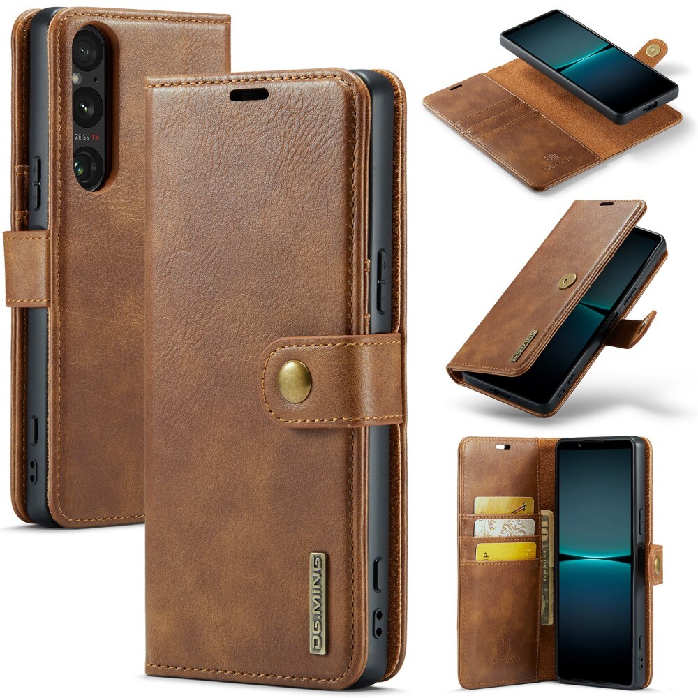 Sony Xperia 1 VI Pungetui med aftageligt cover, Cognac