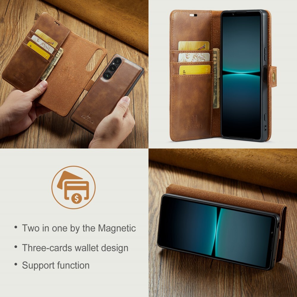Sony Xperia 1 VI Pungetui med aftageligt cover, Cognac
