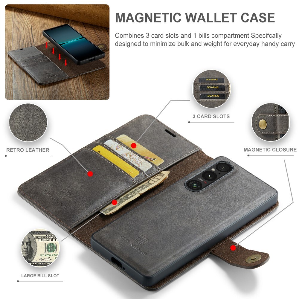 Sony Xperia 1 VI Pungetui med aftageligt cover, Brown