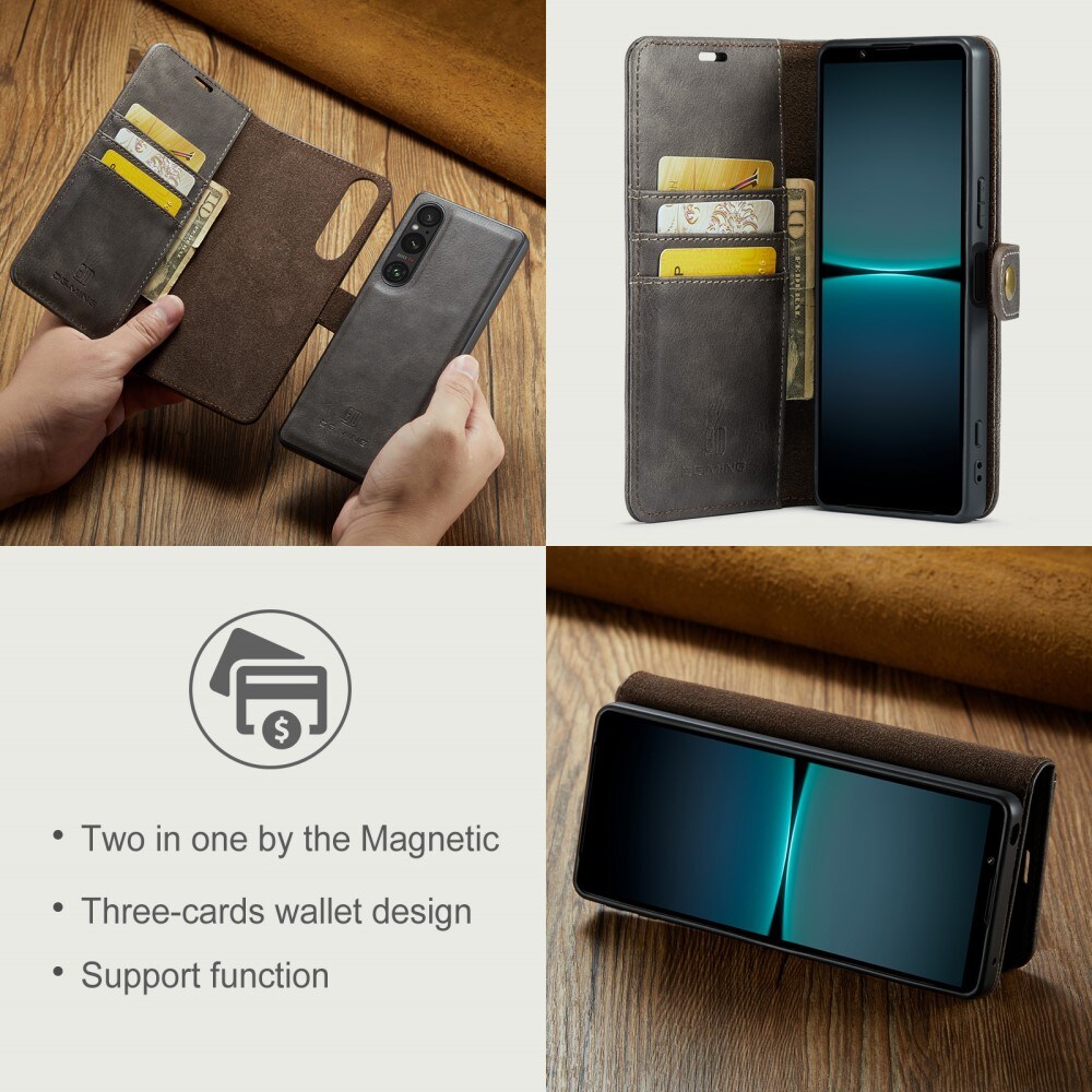 Sony Xperia 1 VI Pungetui med aftageligt cover, Brown