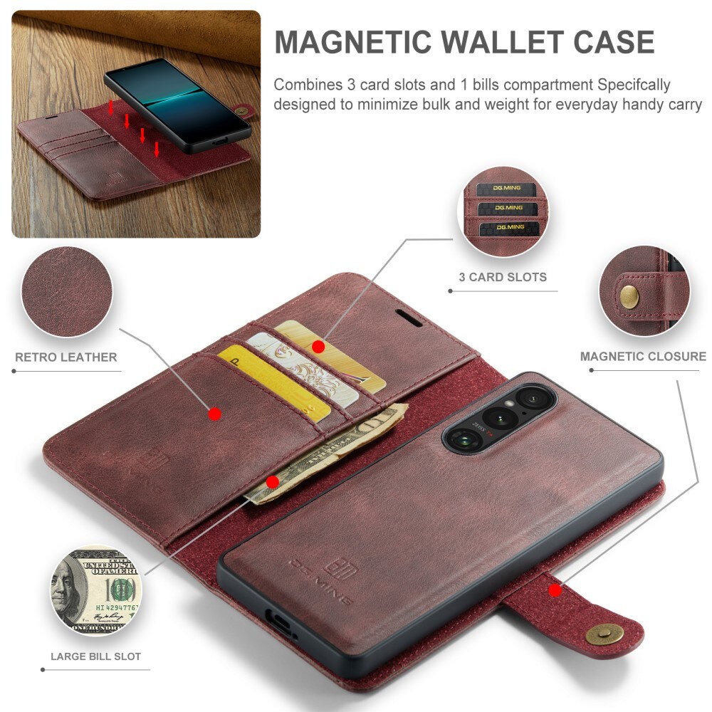 Sony Xperia 1 VI Pungetui med aftageligt cover, Red