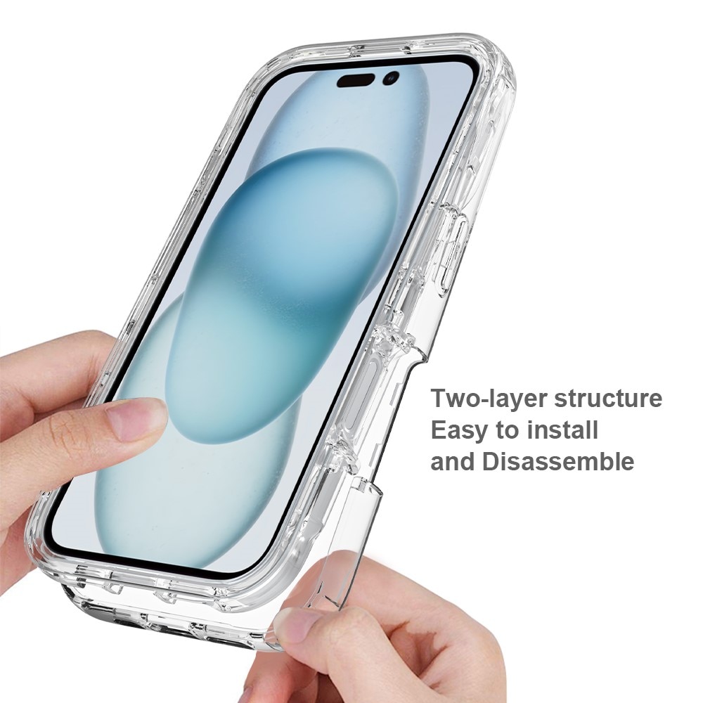 iPhone 16 Plus Stødsikkert mobilcover med beskyttelsesramme Gennemsigtig