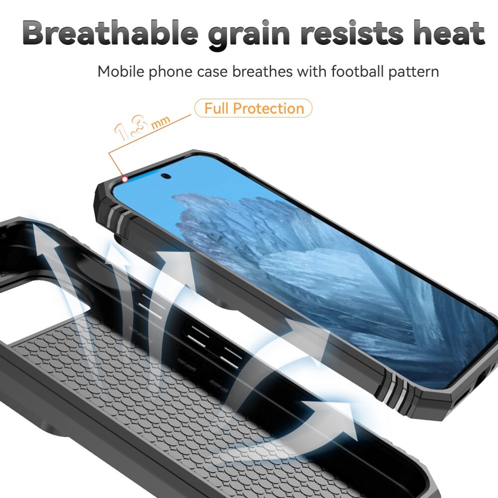 Google Pixel 9 Pro Cover med kamerabeskyttelse & fingerring, Sort