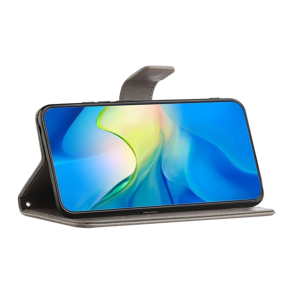 Samsung Galaxy A04 Mobiletui med sommerfugle, Grå