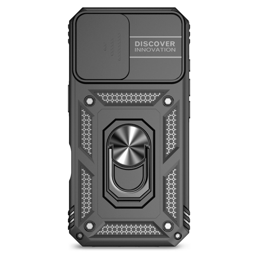iPhone 16 Plus Cover med kamerabeskyttelse & fingerring, Sort
