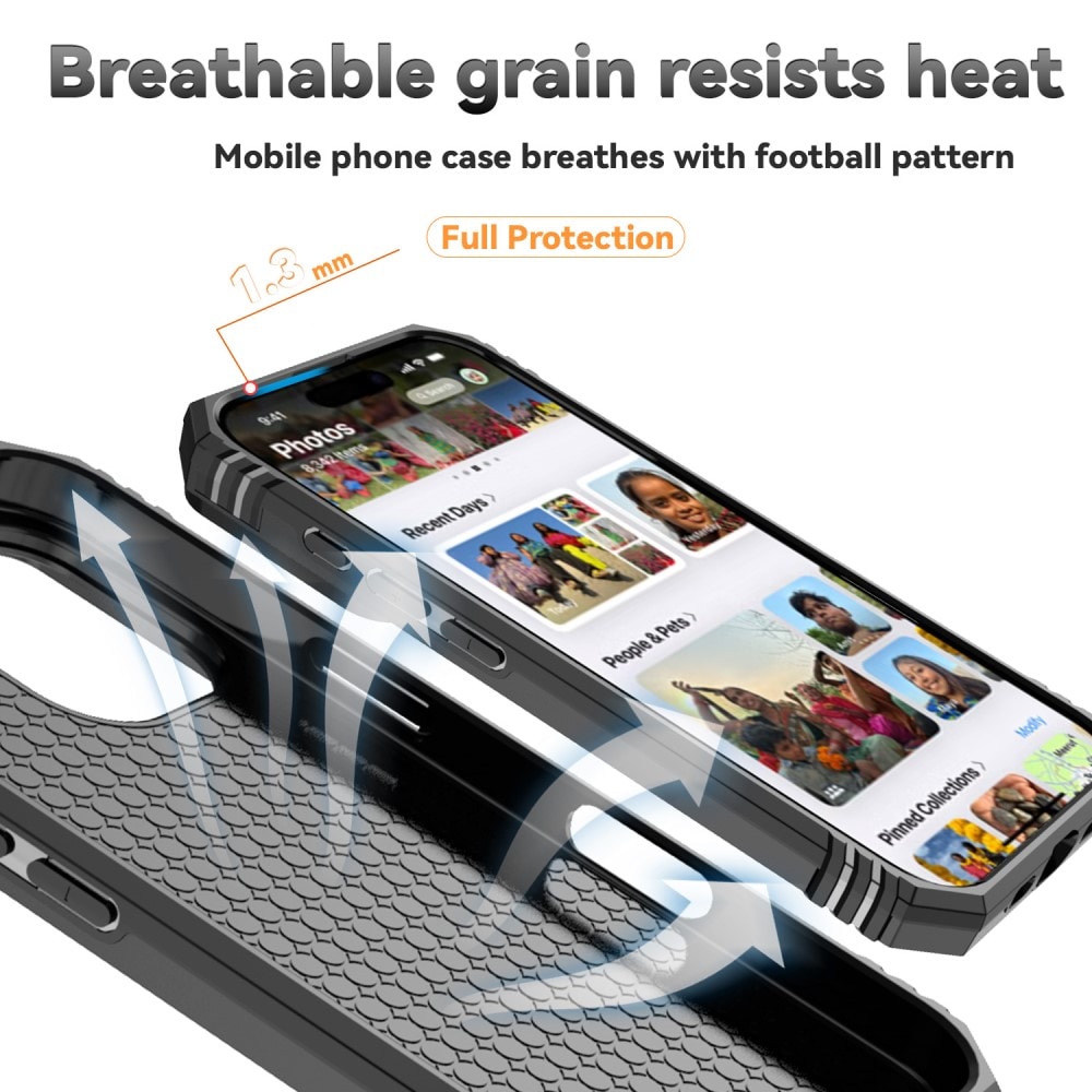 iPhone 16 Plus Cover med kamerabeskyttelse & fingerring, Sort