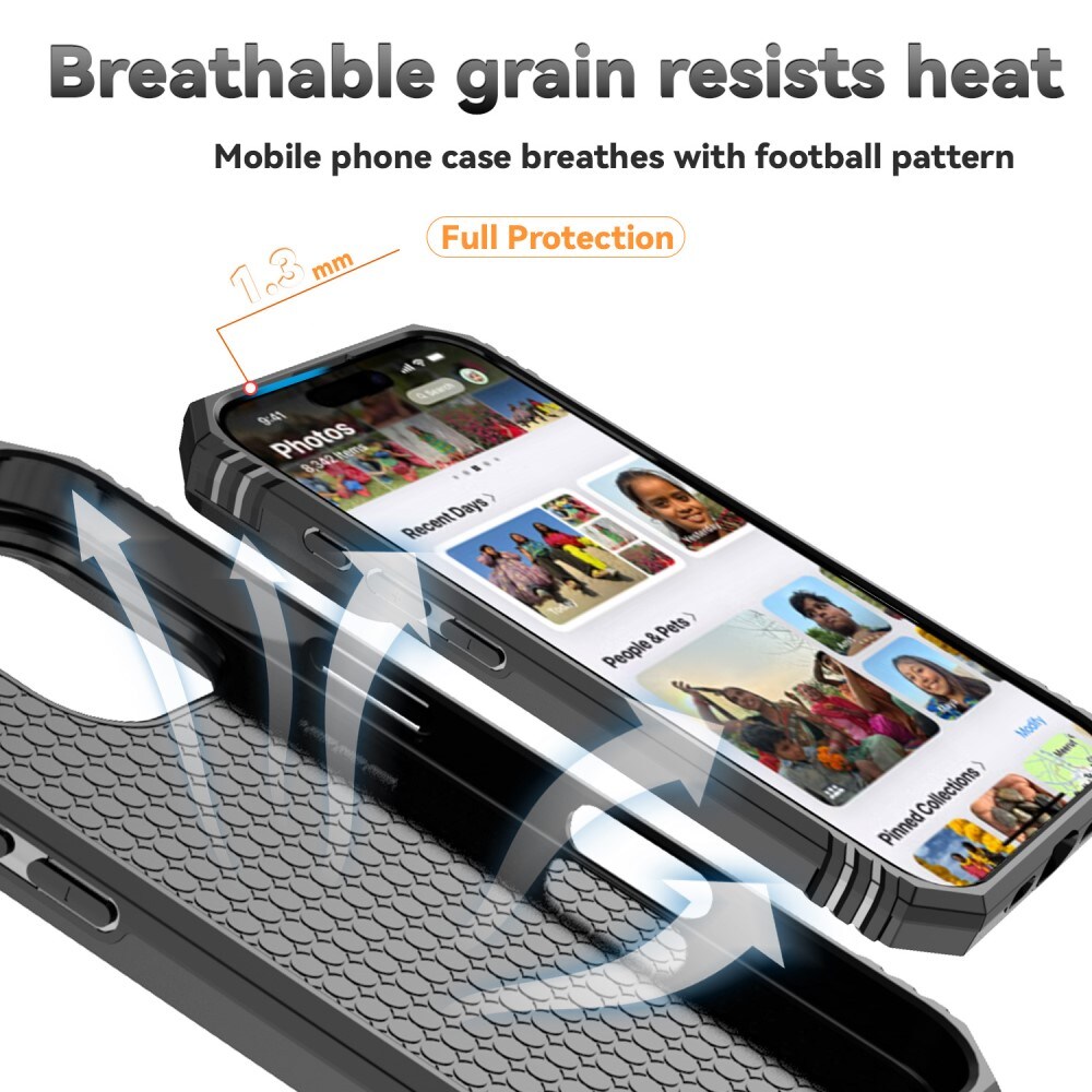 iPhone 16 Cover med kamerabeskyttelse & fingerring, Sort