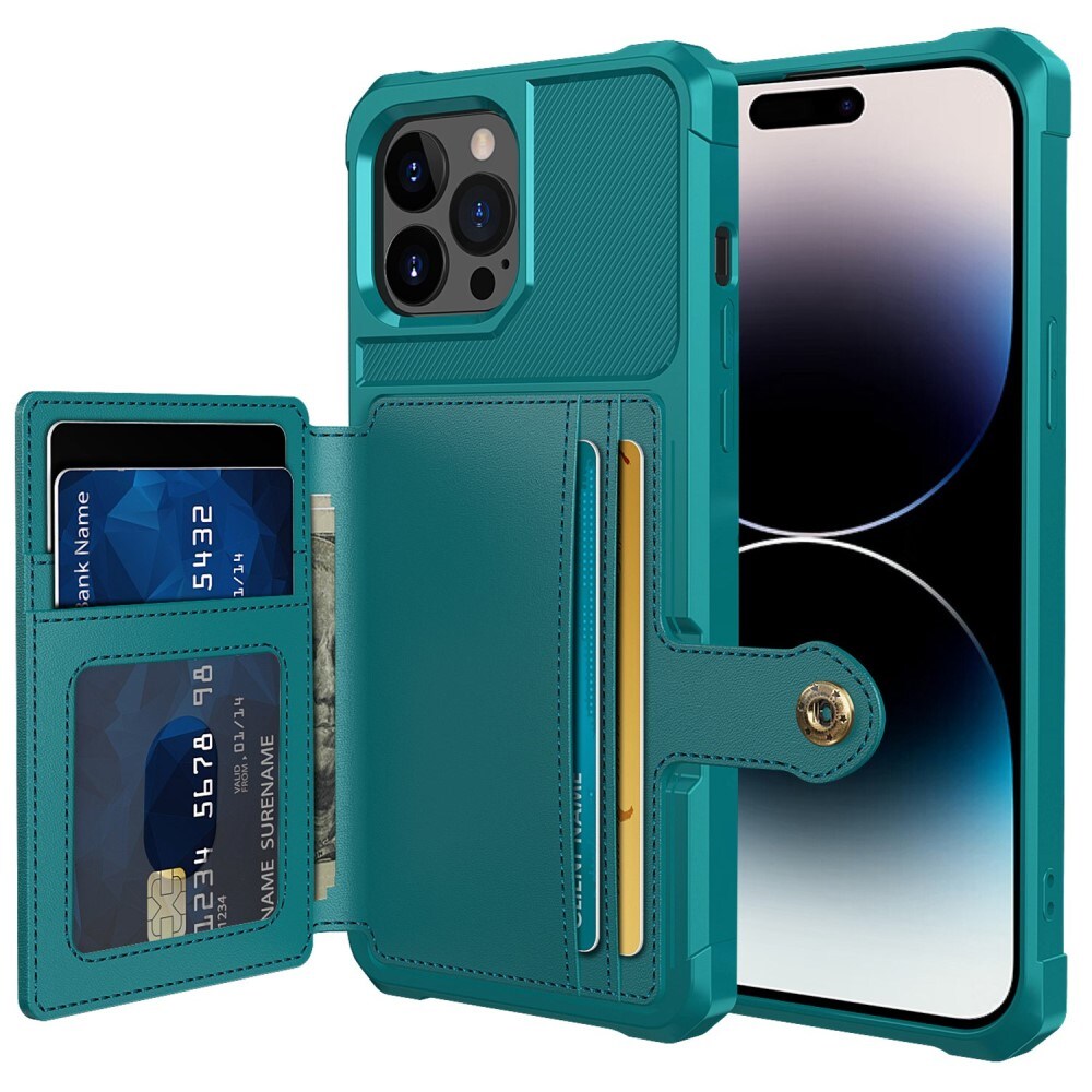 iPhone 14 Pro Stødsikkert mobilcover med pung, Grøn