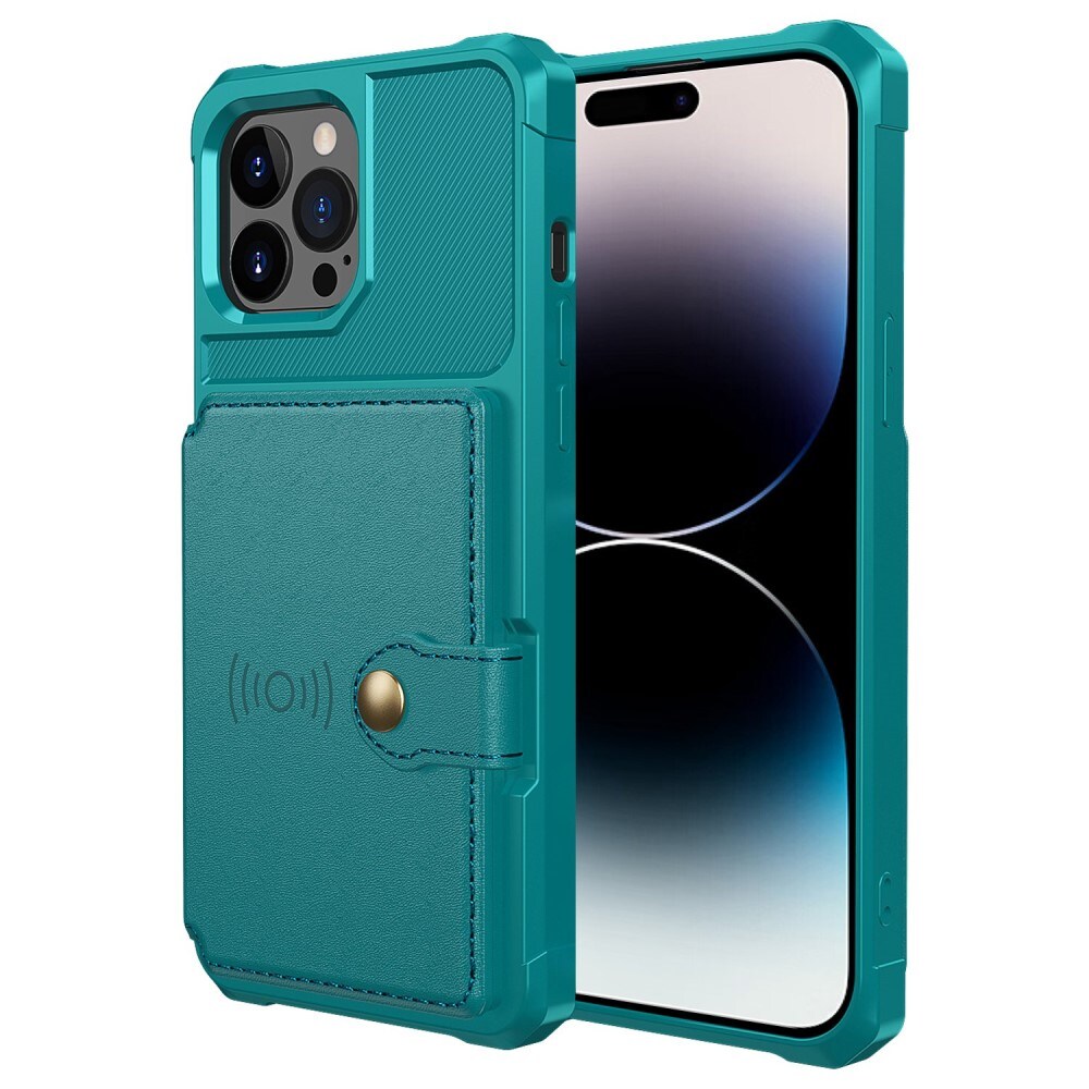 iPhone 14 Pro Stødsikkert mobilcover med pung, Grøn