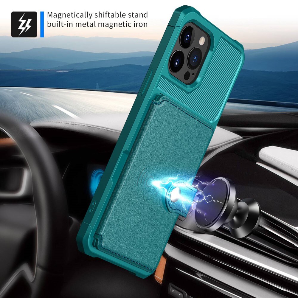 iPhone 14 Pro Stødsikkert mobilcover med pung, Grøn
