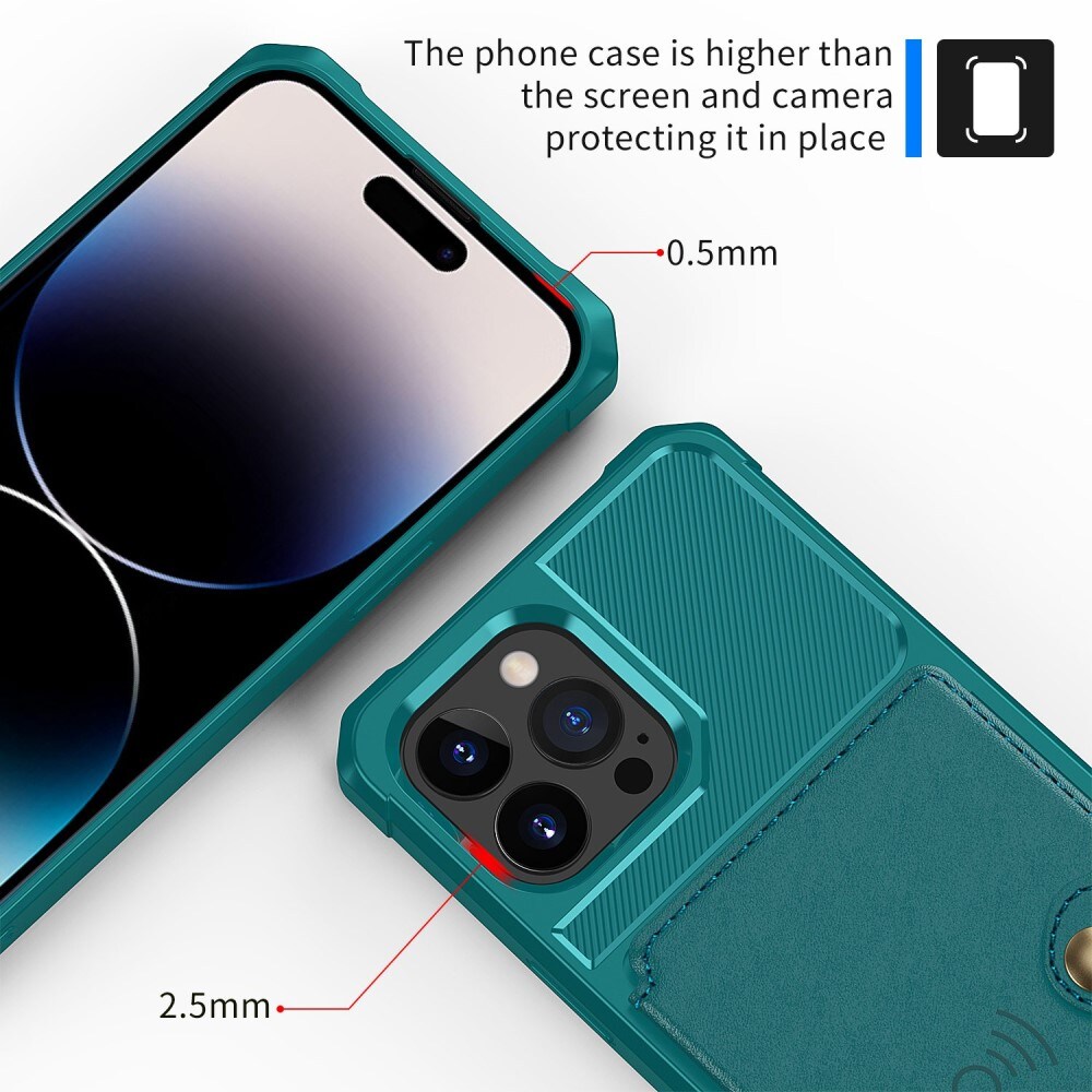 iPhone 14 Pro Stødsikkert mobilcover med pung, Grøn