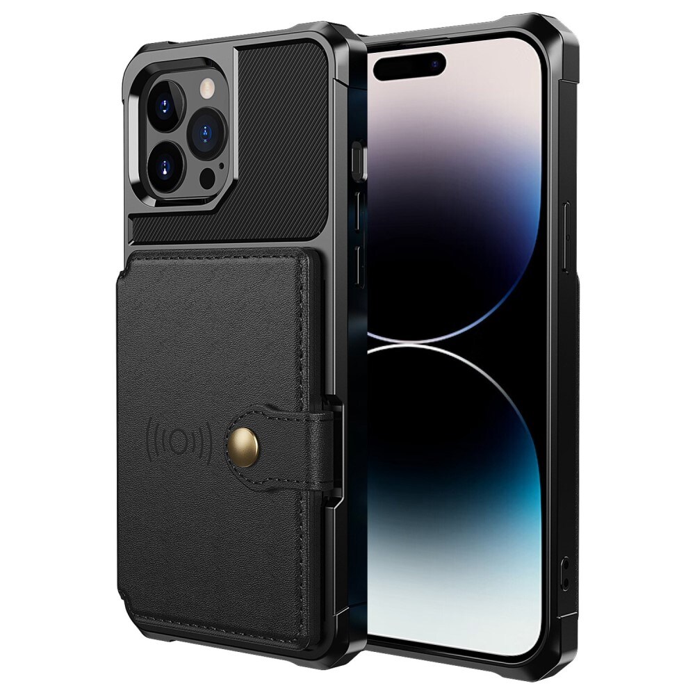 iPhone 14 Pro Stødsikkert mobilcover med pung, Sort