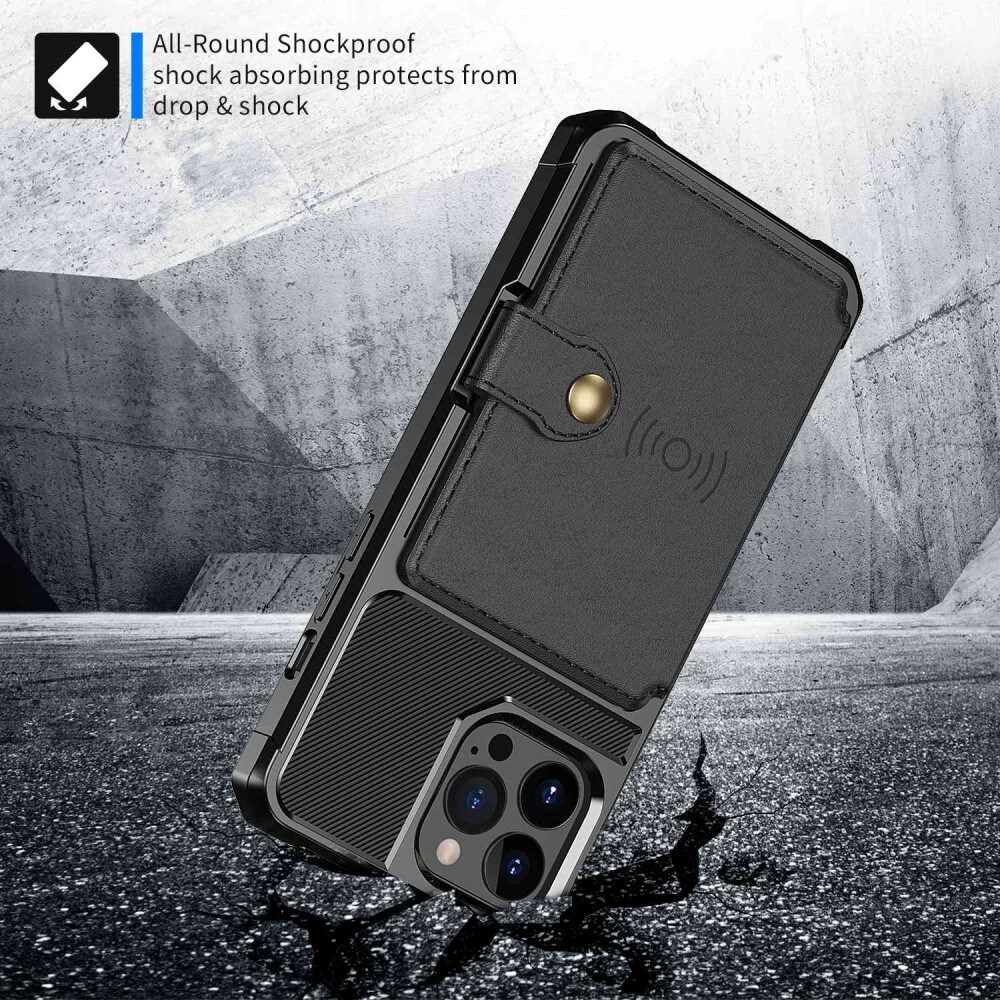 iPhone 14 Pro Stødsikkert mobilcover med pung, Sort