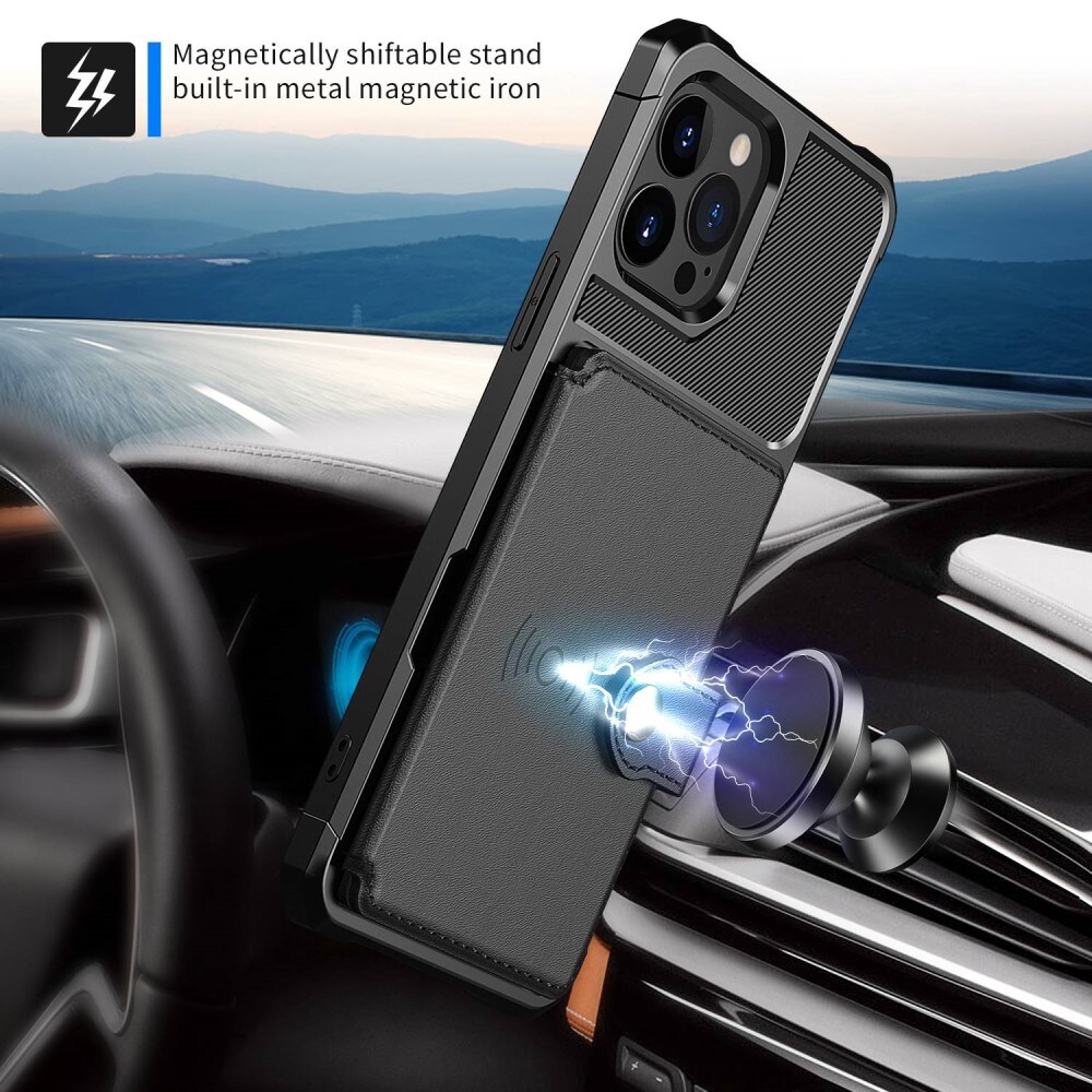 iPhone 14 Pro Stødsikkert mobilcover med pung, Sort