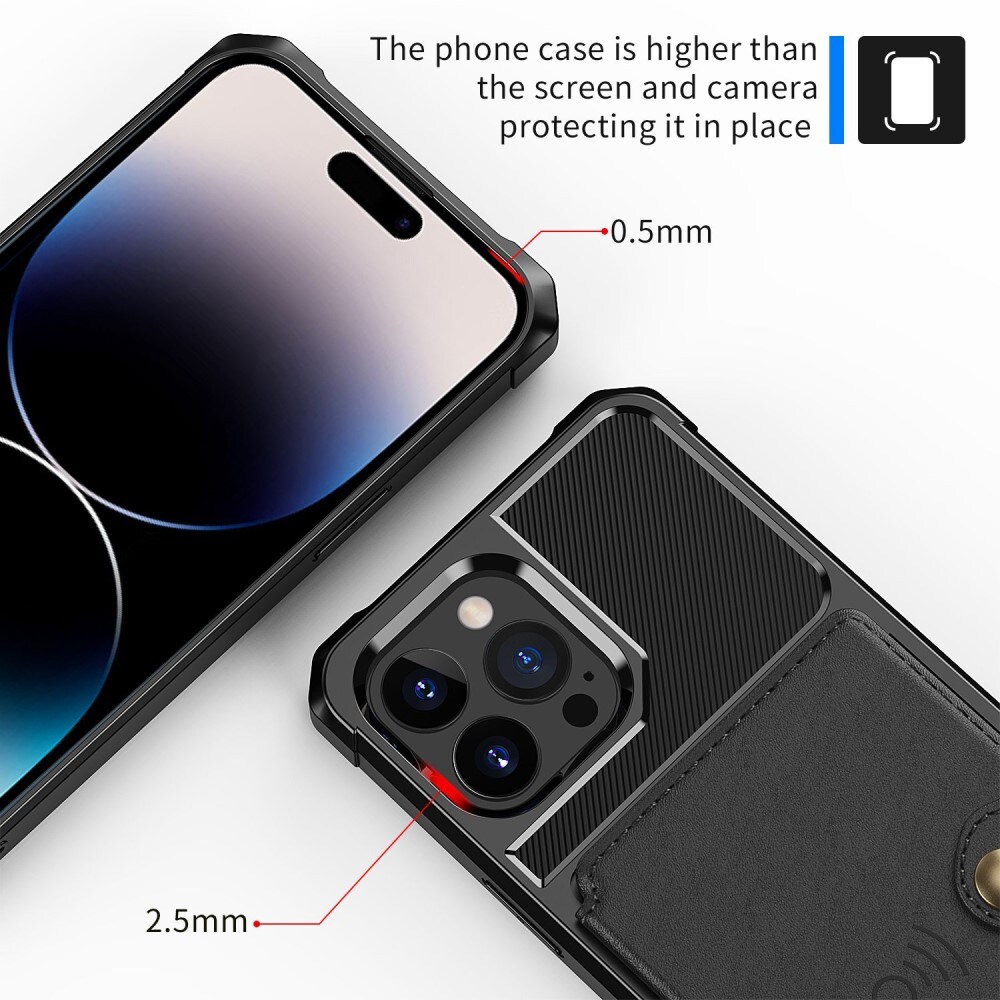 iPhone 14 Pro Stødsikkert mobilcover med pung, Sort