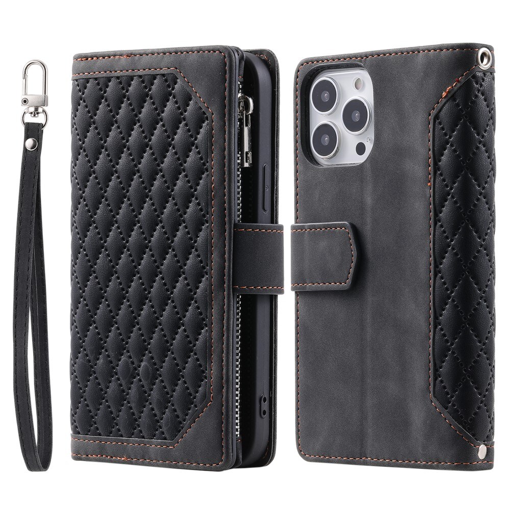 iPhone 16 Pro Max Quiltet pungtaske, Sort