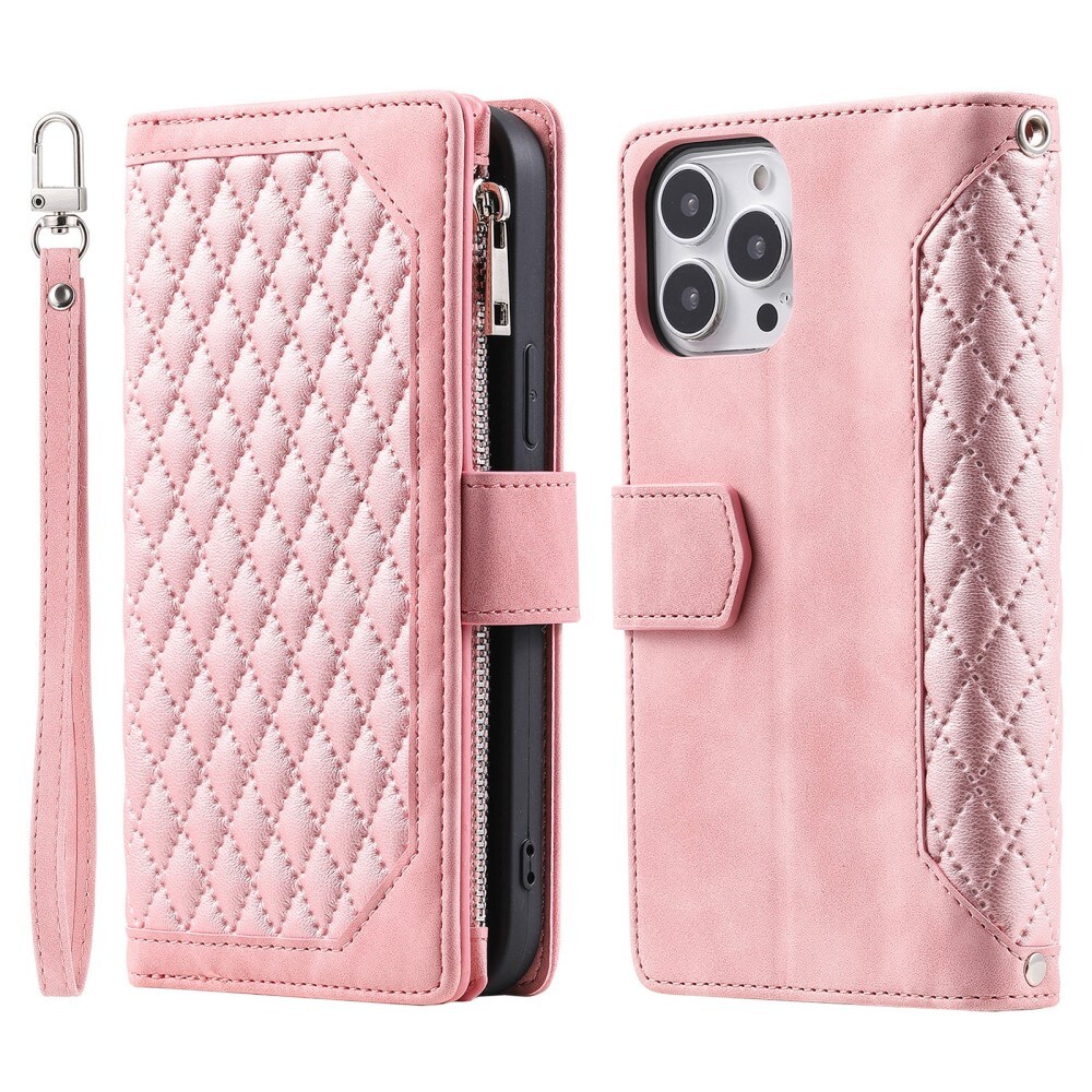 iPhone 16 Pro Max Quiltet pungtaske, Lyserød