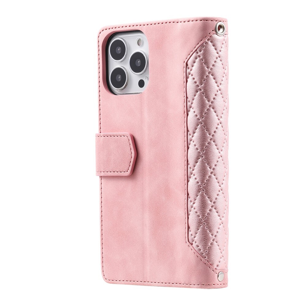 iPhone 16 Pro Max Quiltet pungtaske, Lyserød
