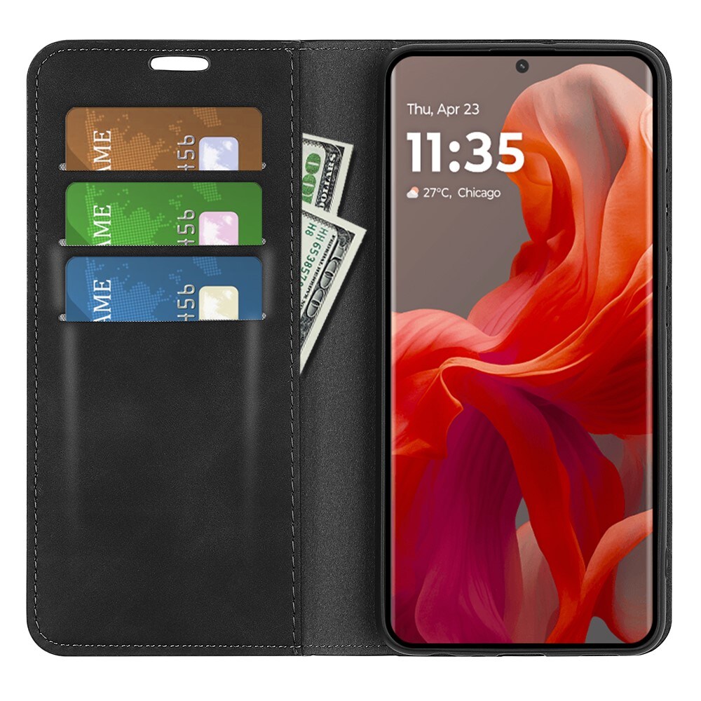 Motorola Moto G85 Slankt etui med kortholder, Sort