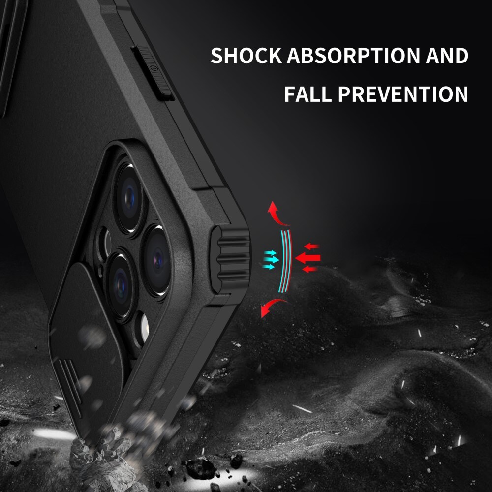 iPhone 16 Pro Max Cover med Kickstand & Kamerabeskyttelse, Sort