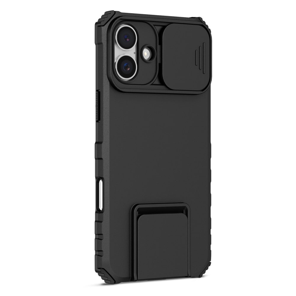 iPhone 16 Cover med Kickstand & Kamerabeskyttelse, Sort