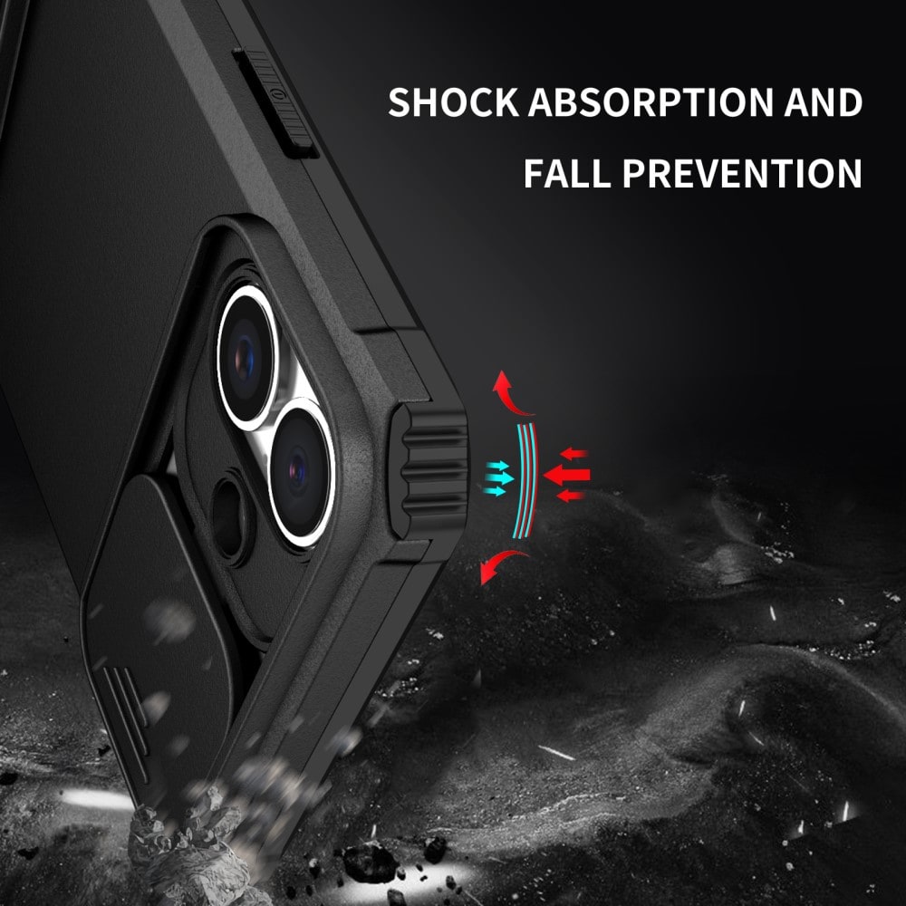 iPhone 16 Cover med Kickstand & Kamerabeskyttelse, Sort