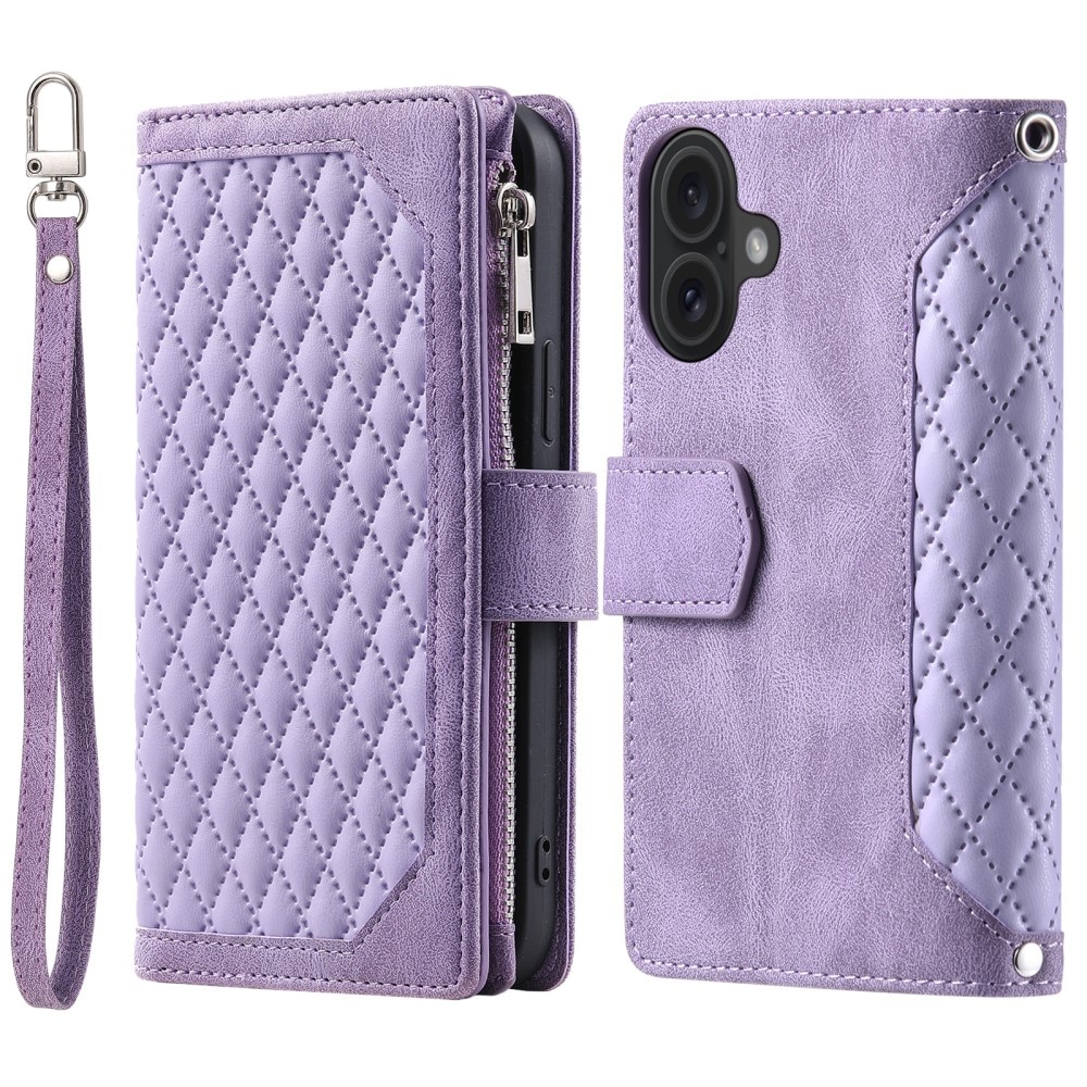 iPhone 16 Quiltet pungtaske, Lilla