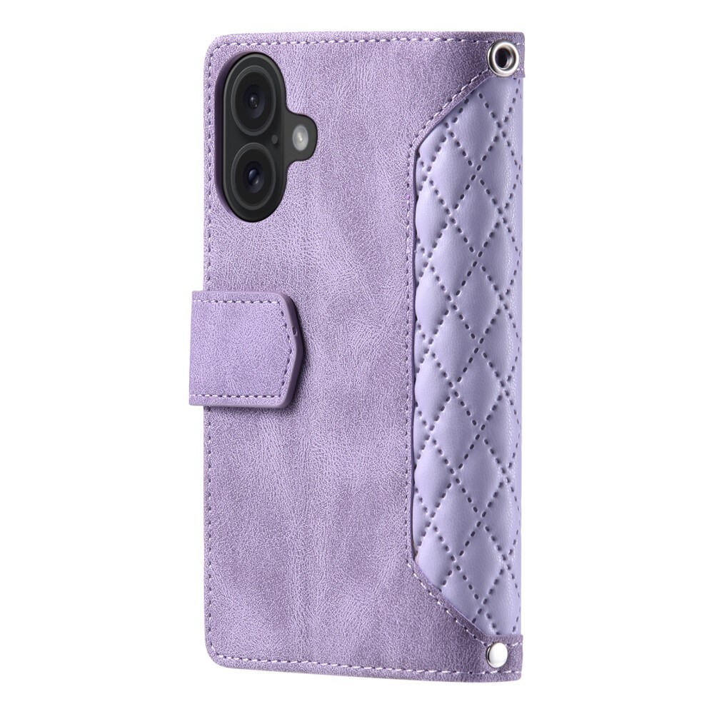 iPhone 16 Quiltet pungtaske, Lilla