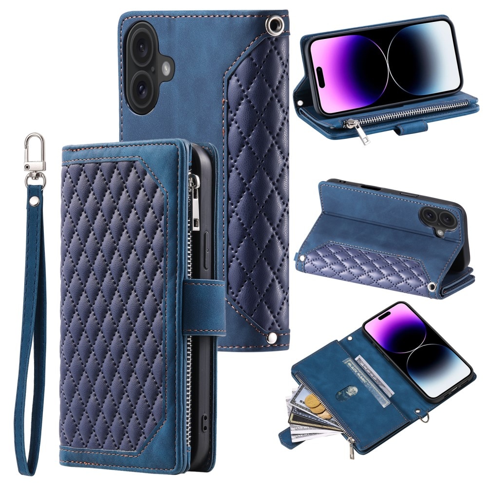 iPhone 16 Quiltet pungtaske, Blå