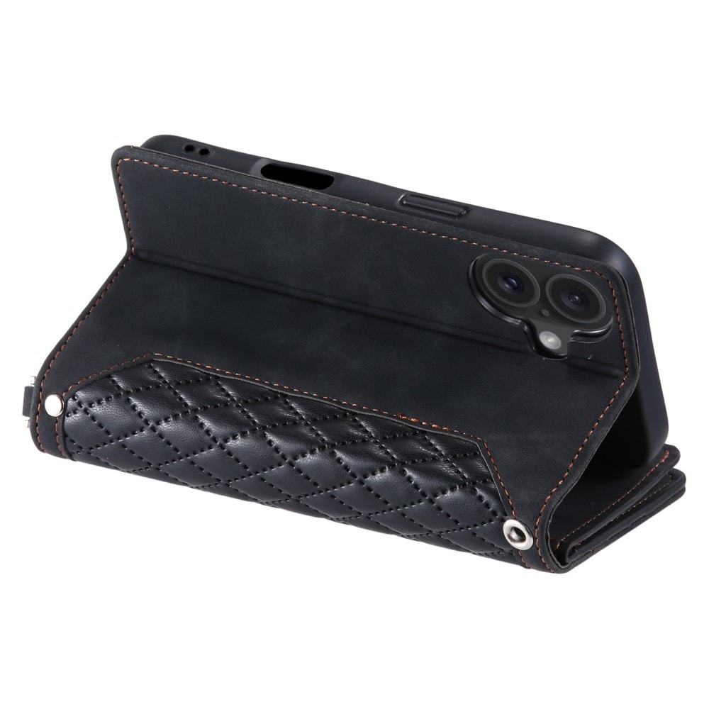 iPhone 16 Quiltet pungtaske, Sort