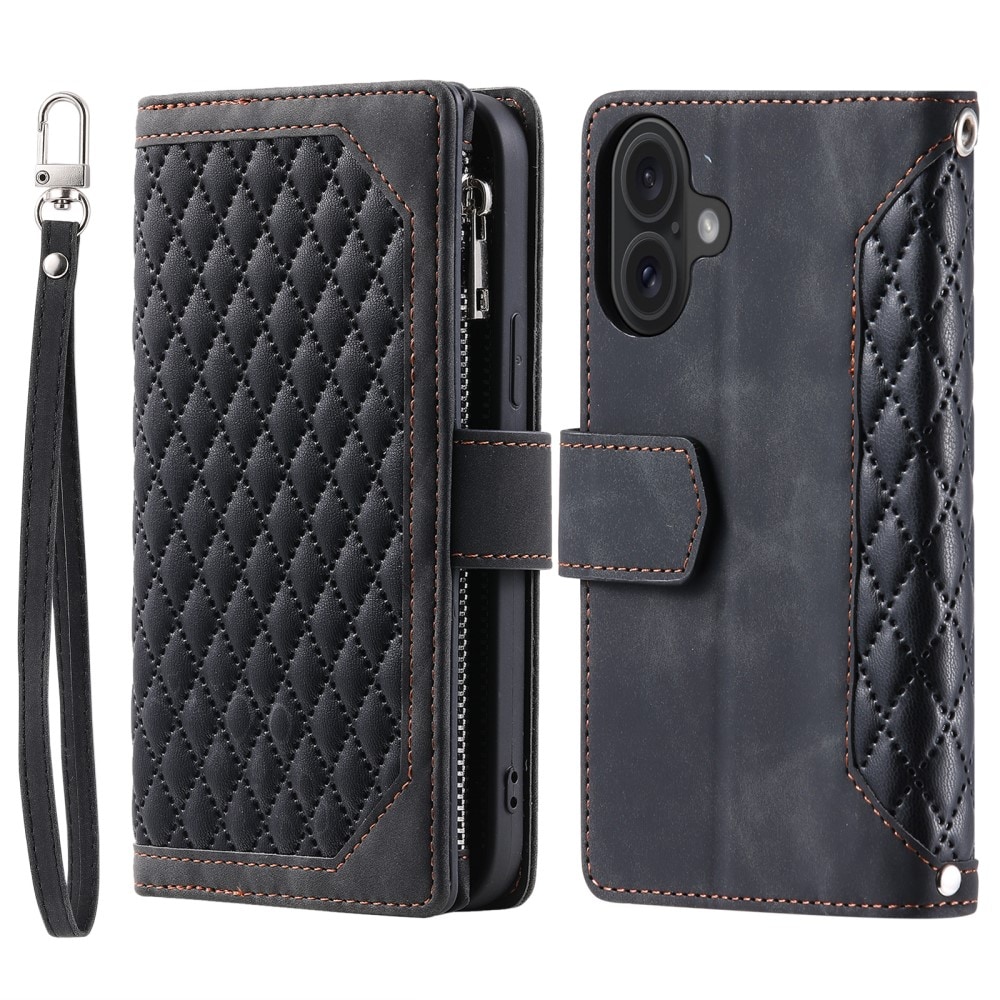 iPhone 16 Quiltet pungtaske, Sort