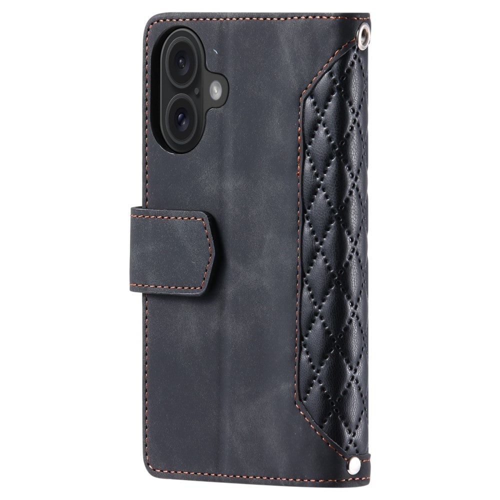 iPhone 16 Quiltet pungtaske, Sort
